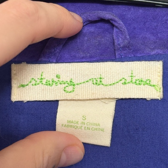 Staring at Stars Genuine Royal Purple Leather Suede Collared Jacket Size Small - Picture 3 of 13